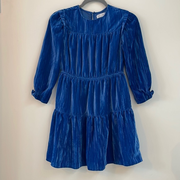 Zara | Dresses | Zara Kids Royal Blue Crushed Velvet Dress | Poshmark